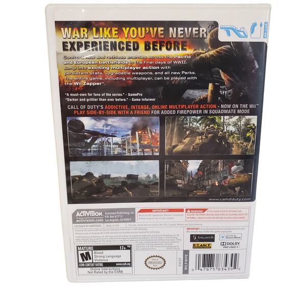 Call of Duty World At War Wii ActiVision Video Games Vintage Video Games - Picture 2 of 5